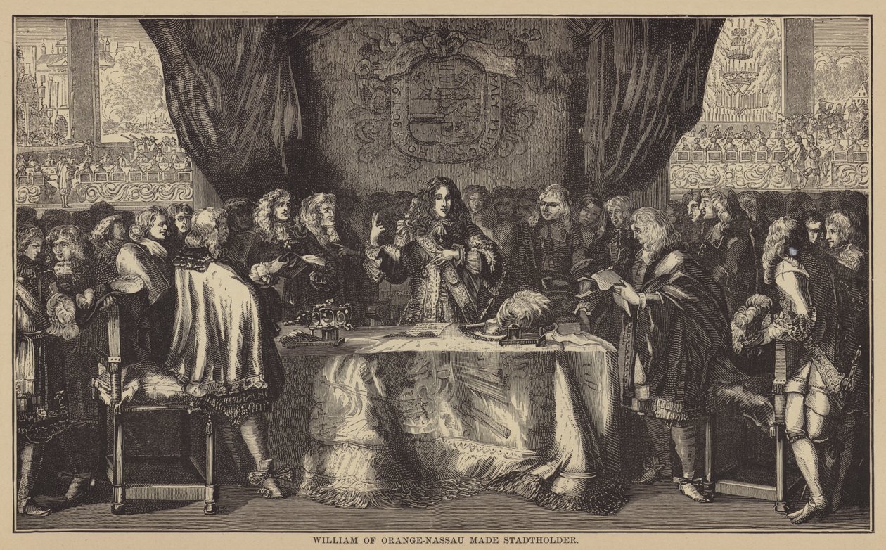 Vilhelm av Oranien-Nassau gjorde Stadtholder (gravyr) av English School