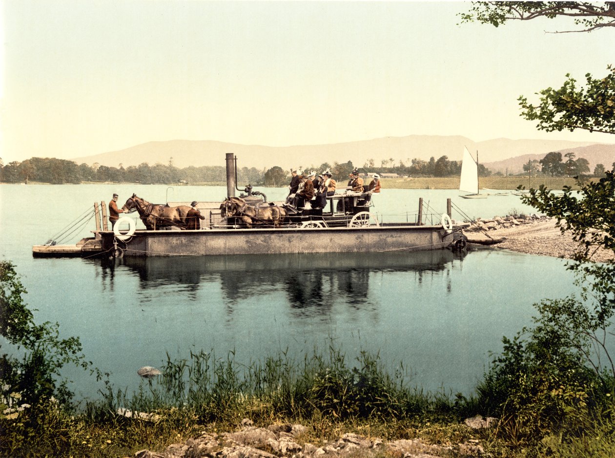 Windermere Steam Ferry (handfärgat foto) av English School