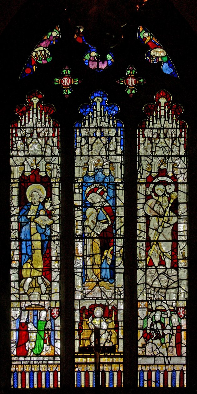 Window Ew föreställande St John the Baptist, St Anne och Jungfru Maria med St Christopher av English School