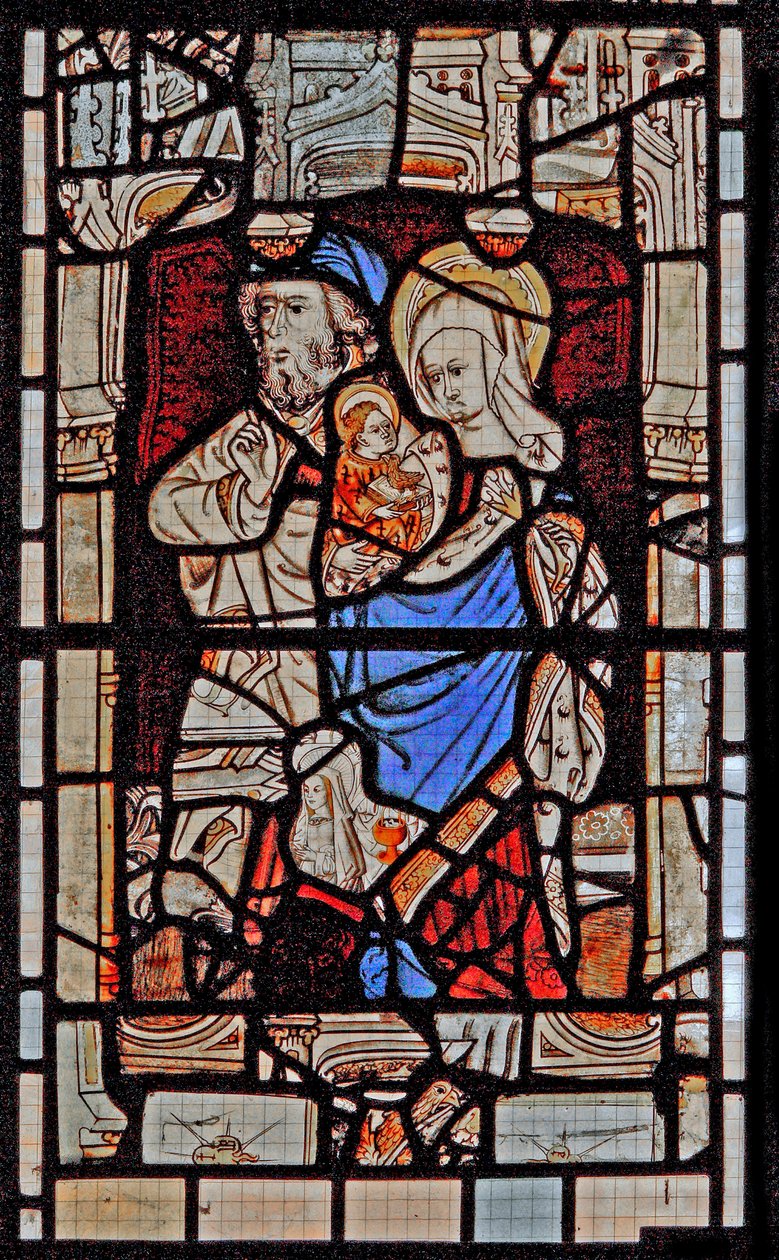 Window Ew föreställande St Mary Salome, Zebedeus med spädbarnet St John av English School