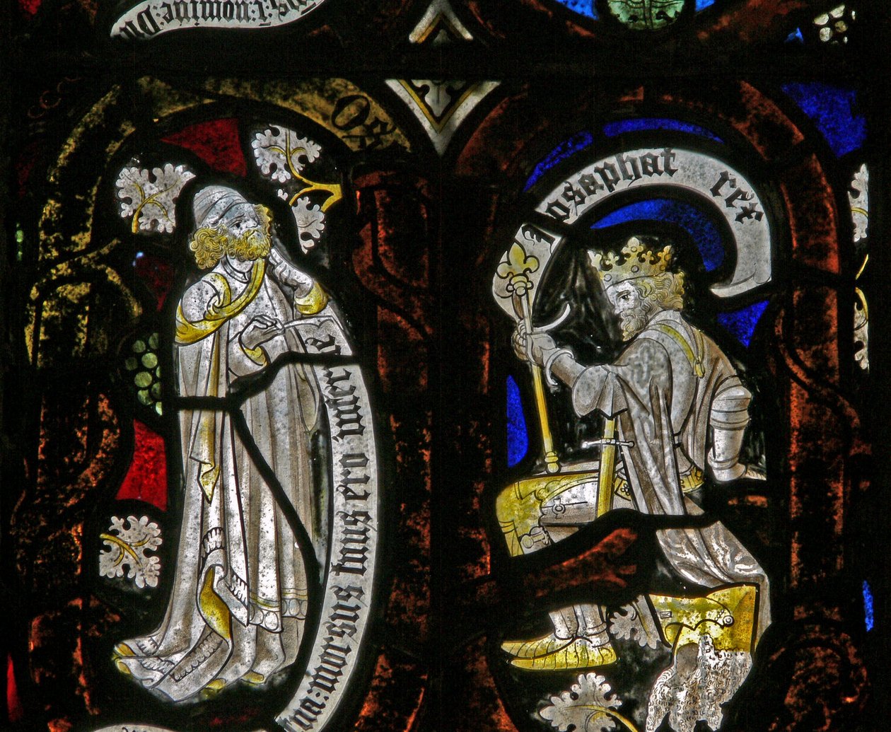 Window Ew föreställande Tree of Jesse-figurer: en profet och Josafat (sic) av English School