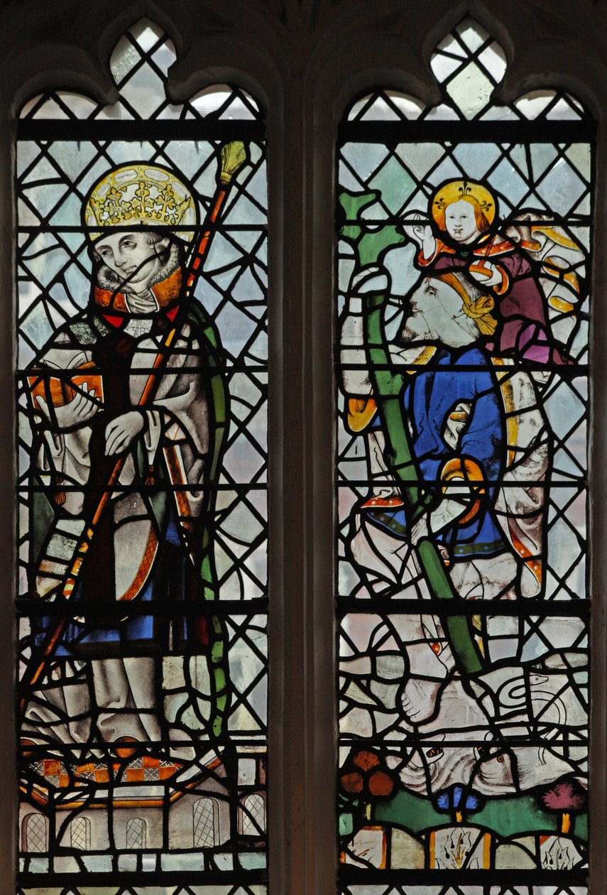 Fönster s4 föreställande en helgonkung och St Christopher av English School