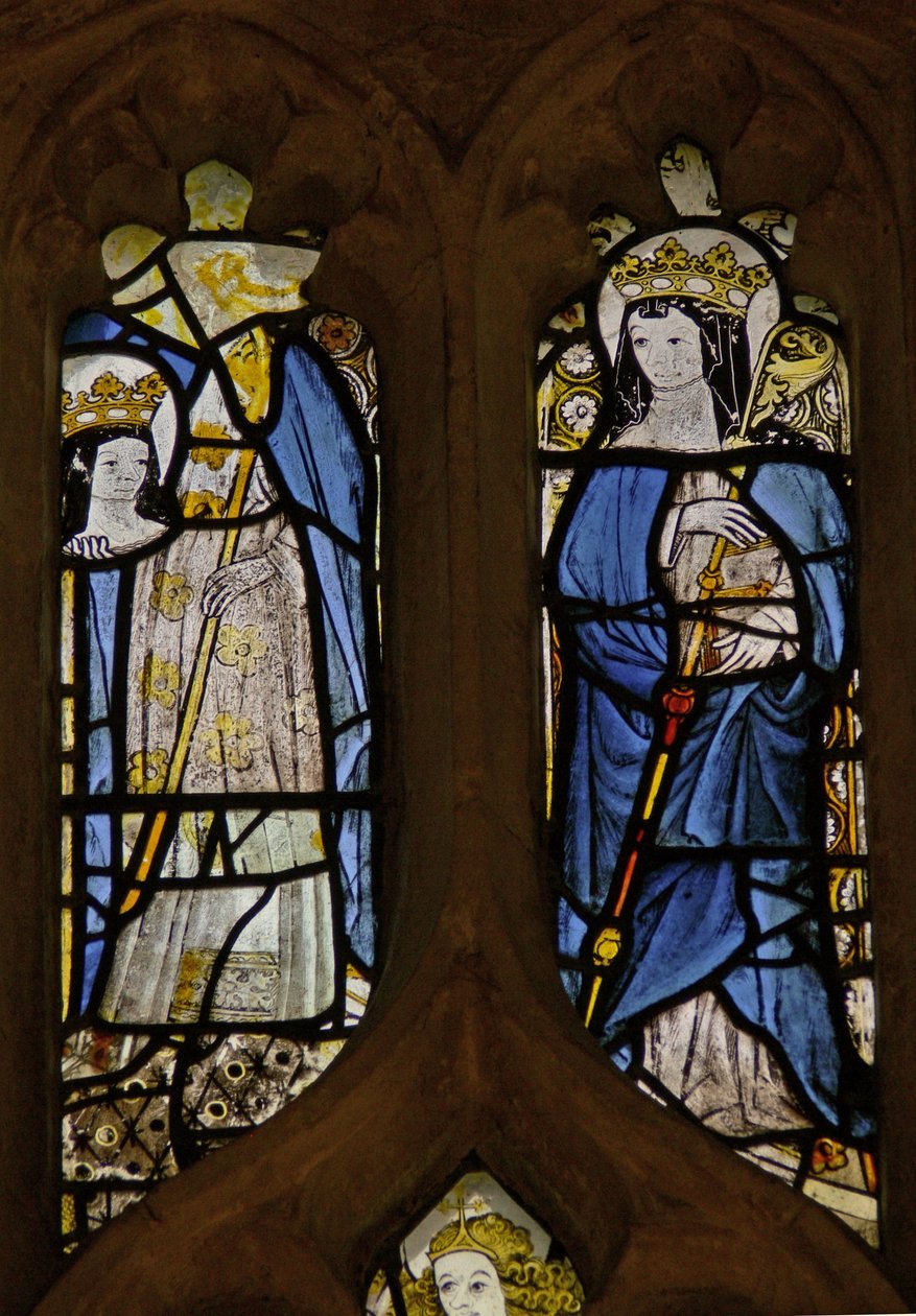 Fönster w4 som visar St Osith? och St Etheldreda ? av English School