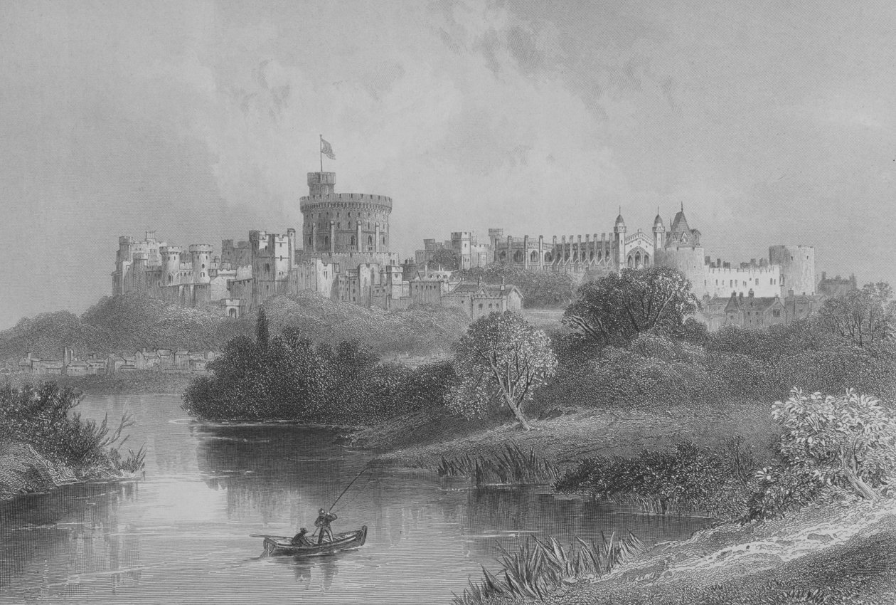 Windsor Castle, från The Gallery of Geography av pastor Thomas Milner, publicerad c.1880 av English School