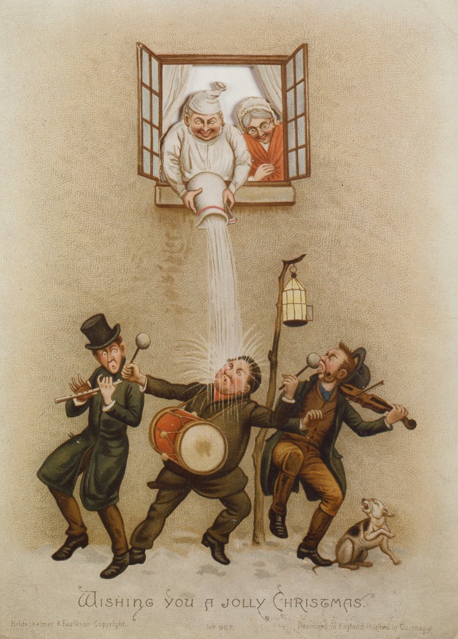 "Wishing you a Jolly Christmas", viktorianskt kort, c.1880 (chromolitho) av English School