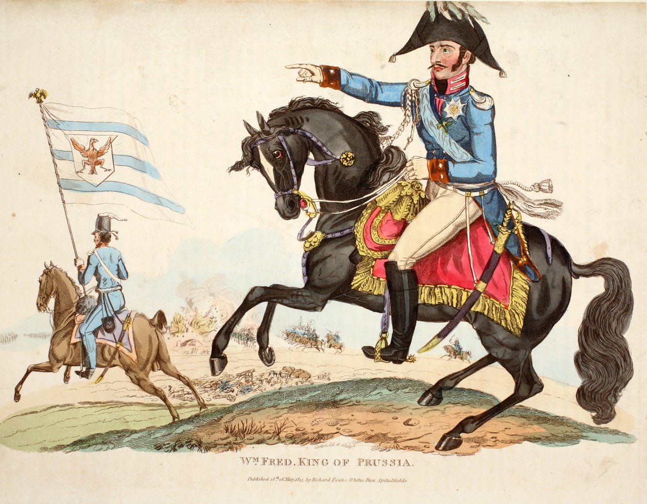 Wm Fred. Kung av Preussen, pub. av Richard Evans, engr Romney, illustration från An Historical Account of the Battle of Waterloo av William Mudford, 1816 av English School