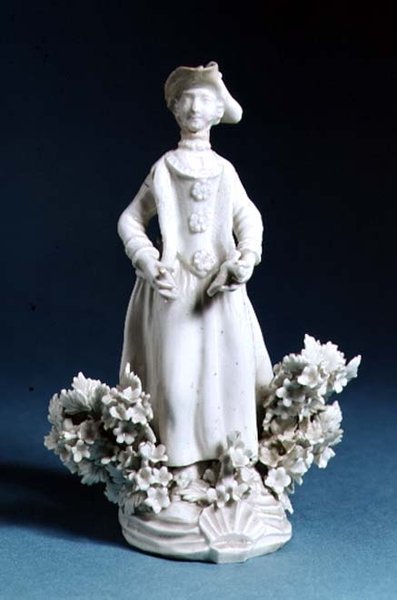 Worcesterfigur av en idrottsmans följeslagare, omålad, sent 1700-tal (porslin) av English School