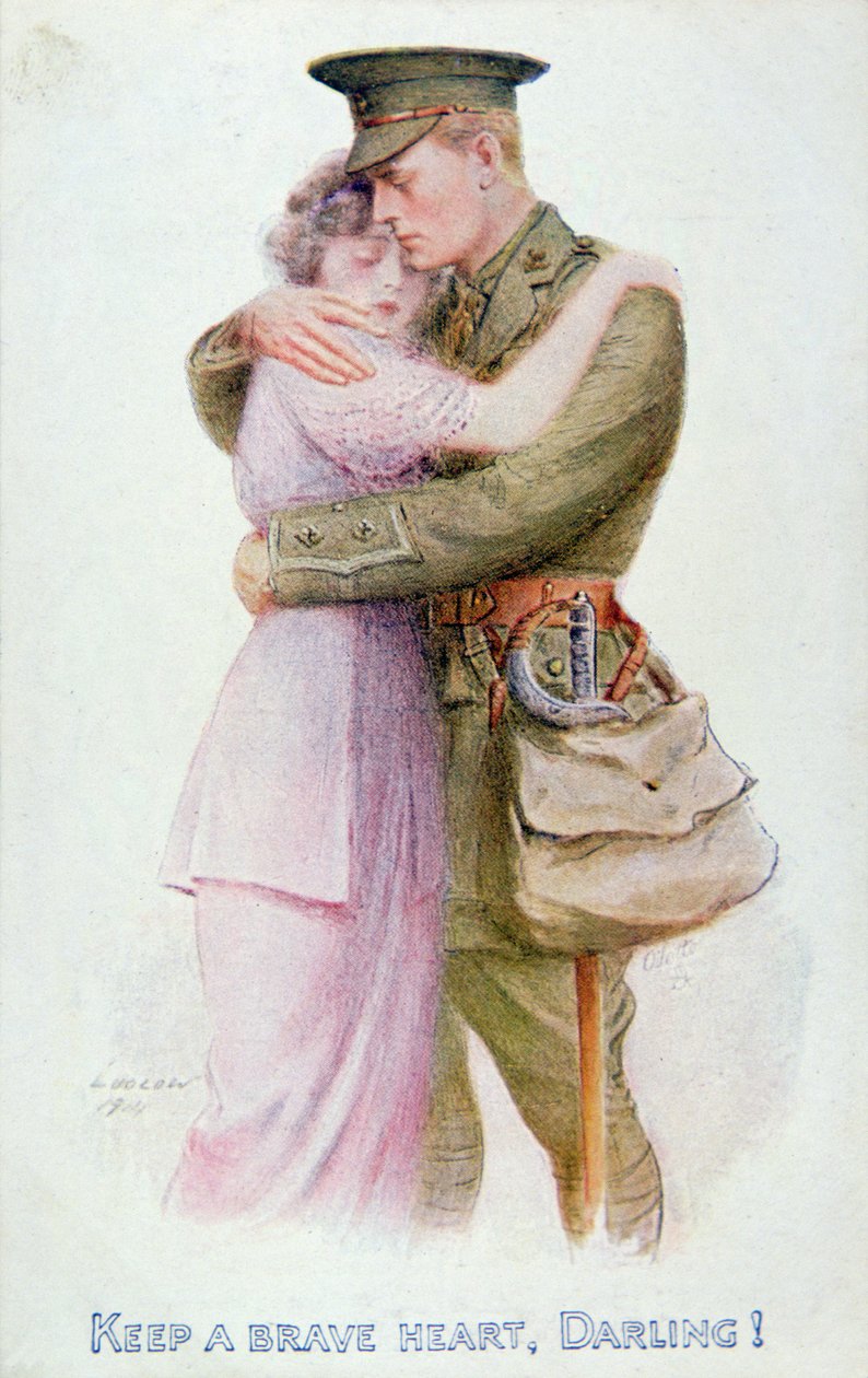 Vykort från första världskriget, ca 1914-18 (lito i färg) av English School