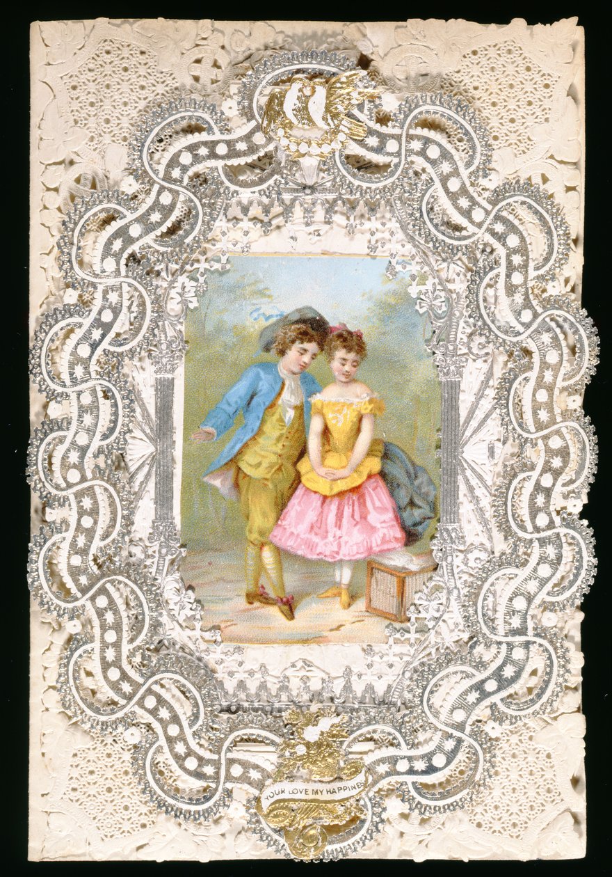 Your Love My Happiness, Valentinkort, c.1870 (färg litho på papper) av English School