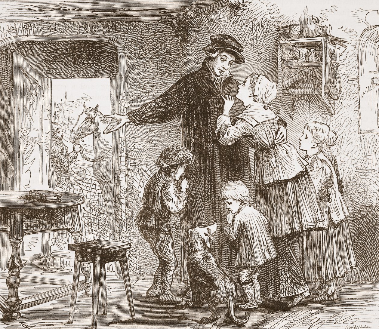 Zwingle avgår för att gå med i armén, illustration från The History of Protestantism av James Aitken Wylie (1808-1890), pub. 1878 av English School