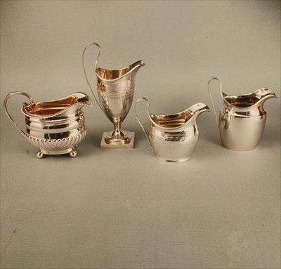 Samling gräddkannor, hela George III-perioden (1760-1820) (silver) av English School English School