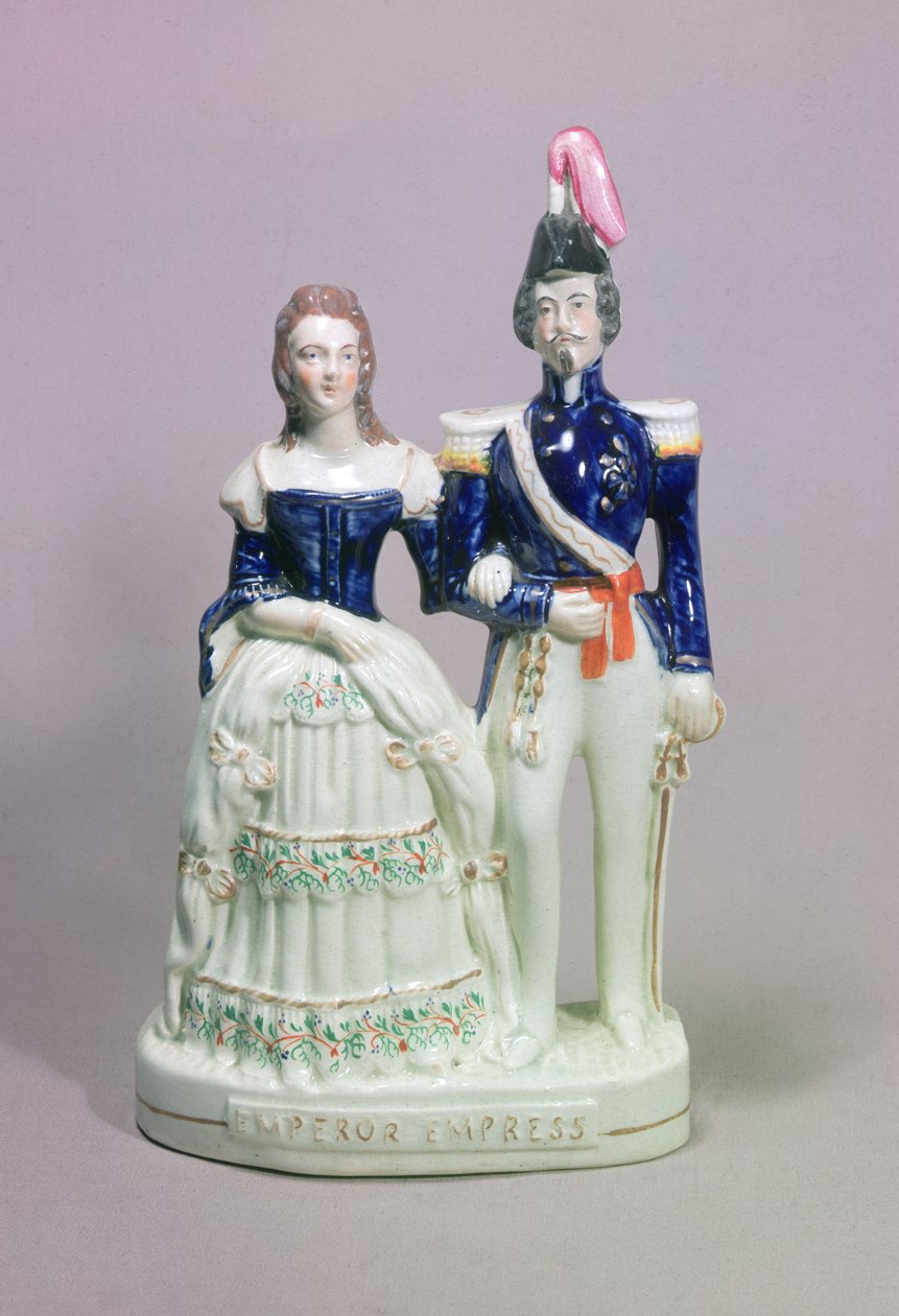 Staffordshire figur av Napoleon III och kejsarinnan Eugenie (keramik) av English School English School