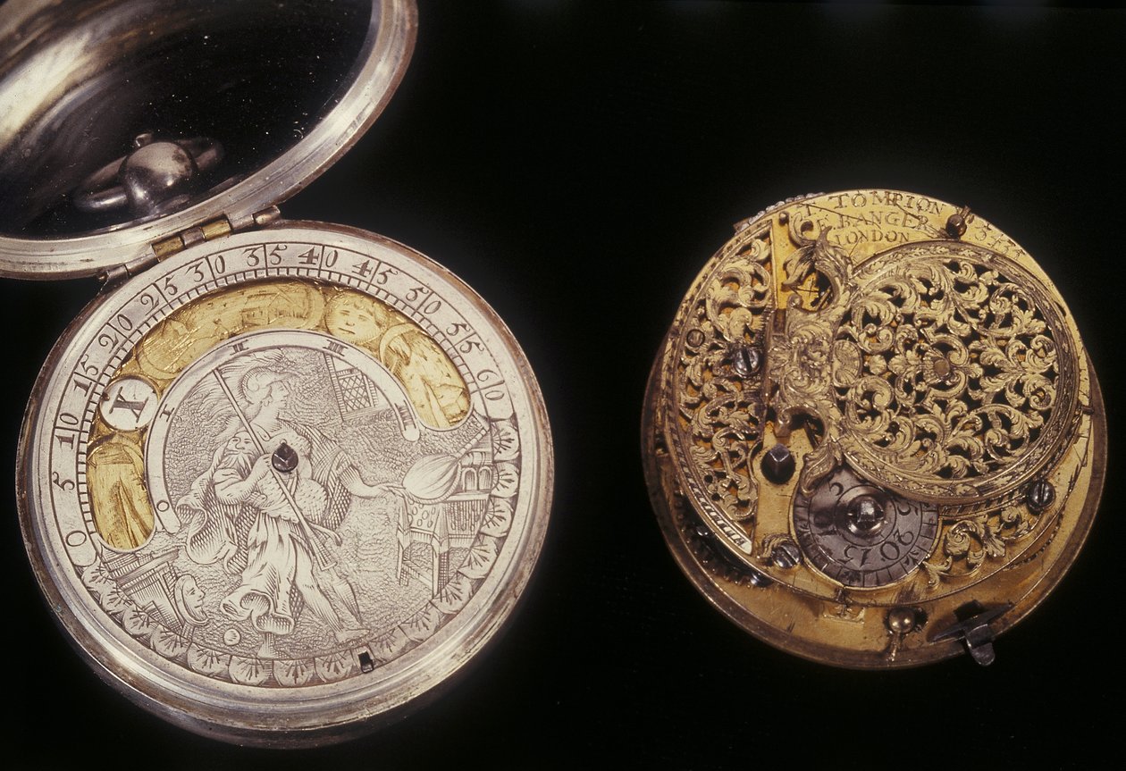 Två fickur, c.1660 & c.1705 (metall) av English School English School