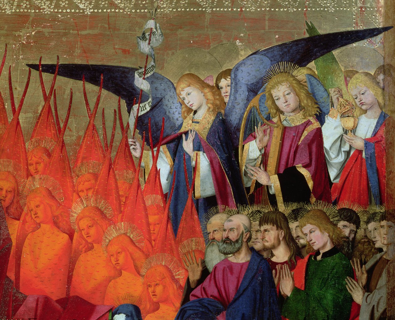 En ängel, från "Jungfruns kröning", färdigställd 1454 (detalj av 57626) av Enguerrand Quarton