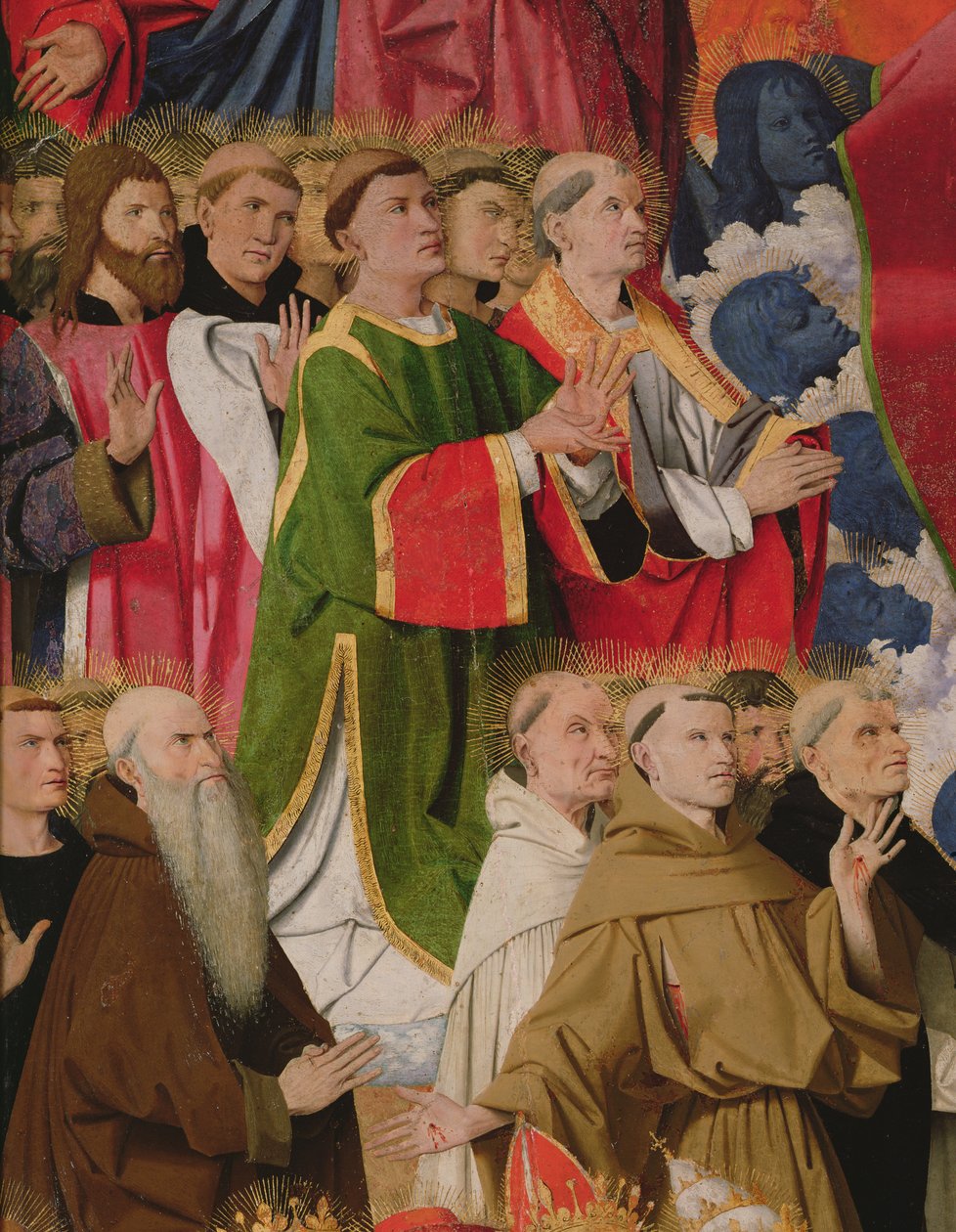 Valda tjänstemän och prästerskap, detalj av Jungfruns kröning, 1453-54 av Enguerrand Quarton