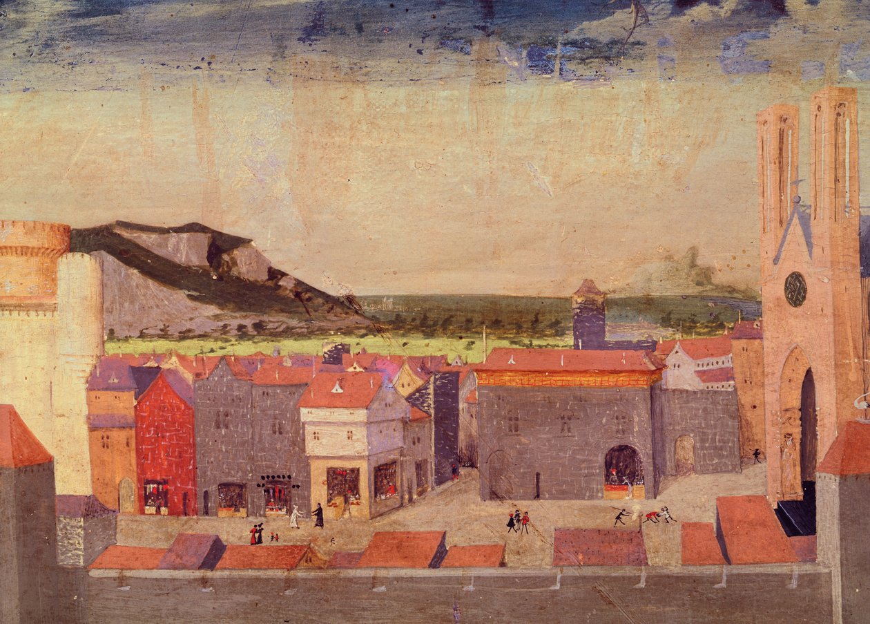 Chartreuse du Val de Bénédiction, det offentliga torget, detalj från Jungfruns kröning, 1453-54 av Enguerrand Quarton