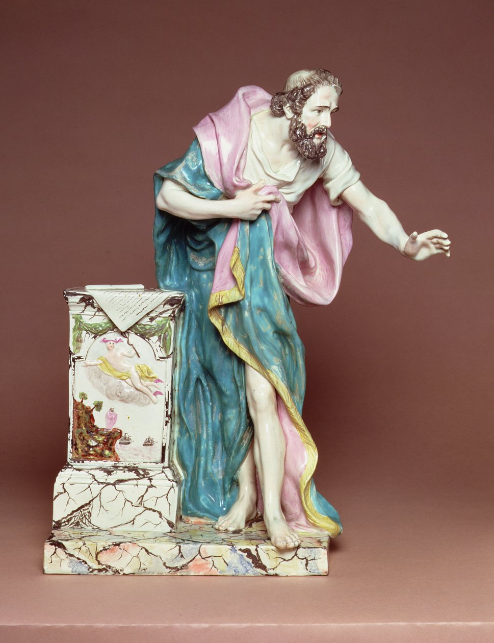 Statyett av Demosthenes, Burslem, Staffordshire, ca 1790 (blyglaserat lergods) av Enoch Wood