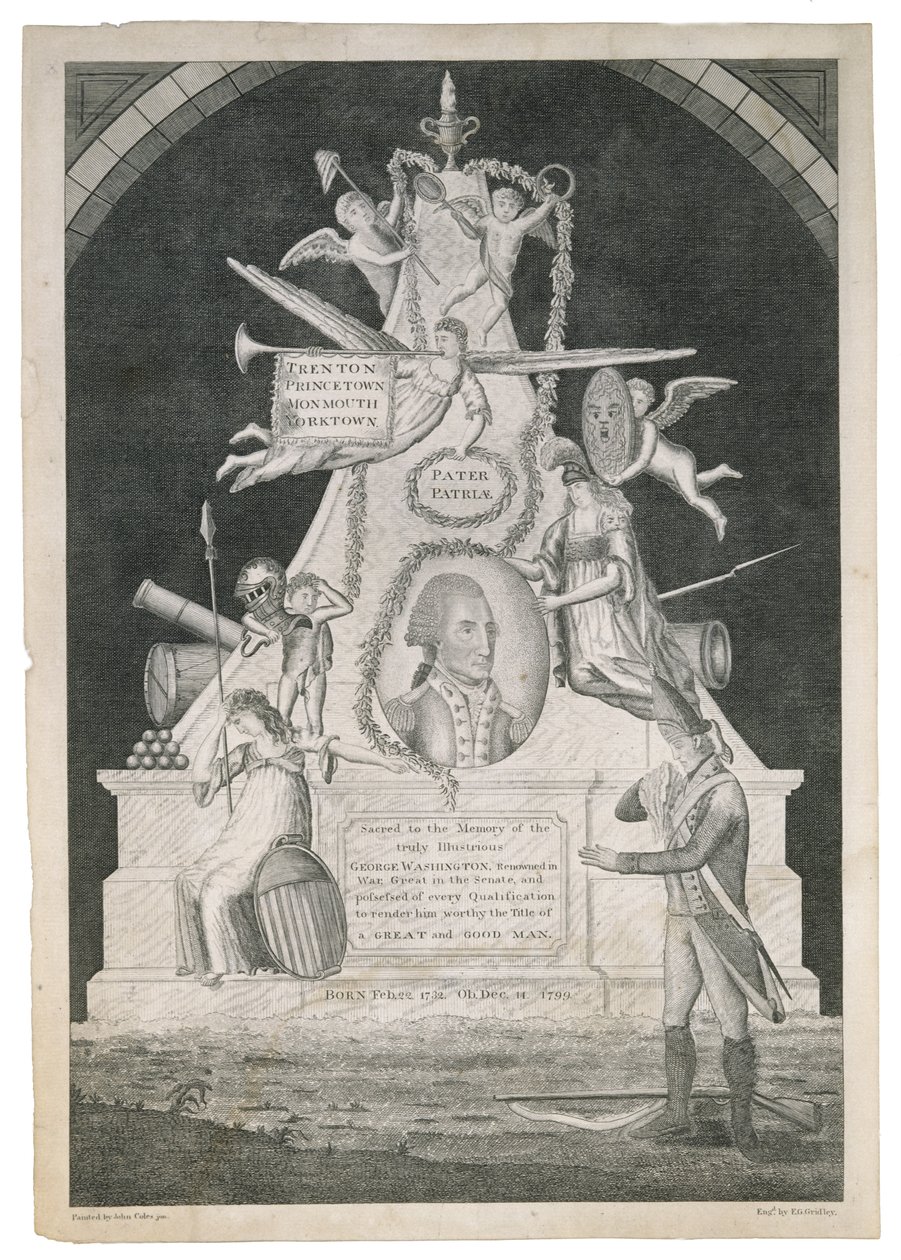 Pater Patriae, ca. 1800 (stipp- och linjegravyr med etsning på vävt papper) av Enoch G. Gridley