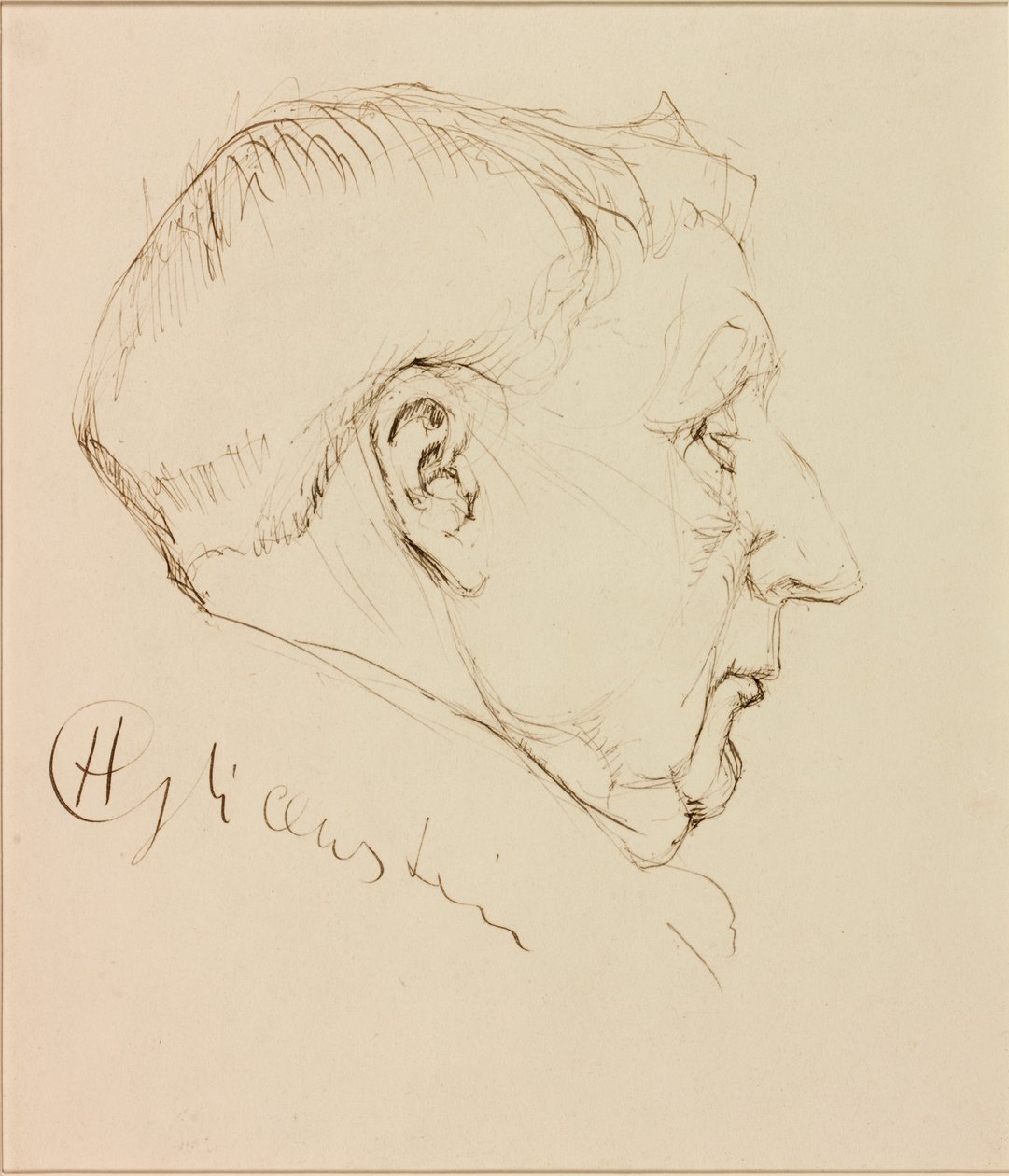 Porträtt av George Horton (bläck på papper (klistrad på kort)) av Enoch Henryk Glicenstein