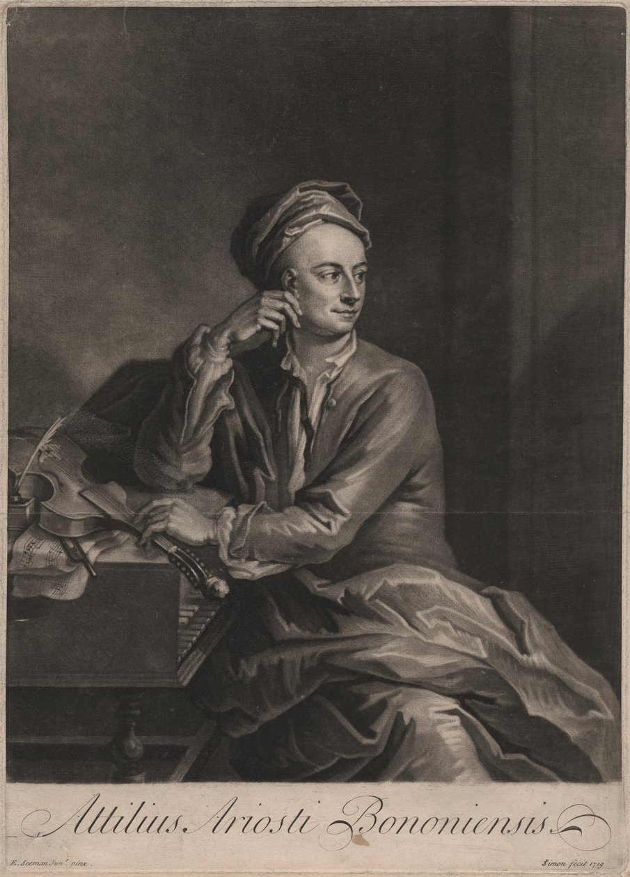 Attilus Ariosti Bononiensis, graverad av John Simon (1675-1751), 1719 (mezzotint) av Enoch Seeman