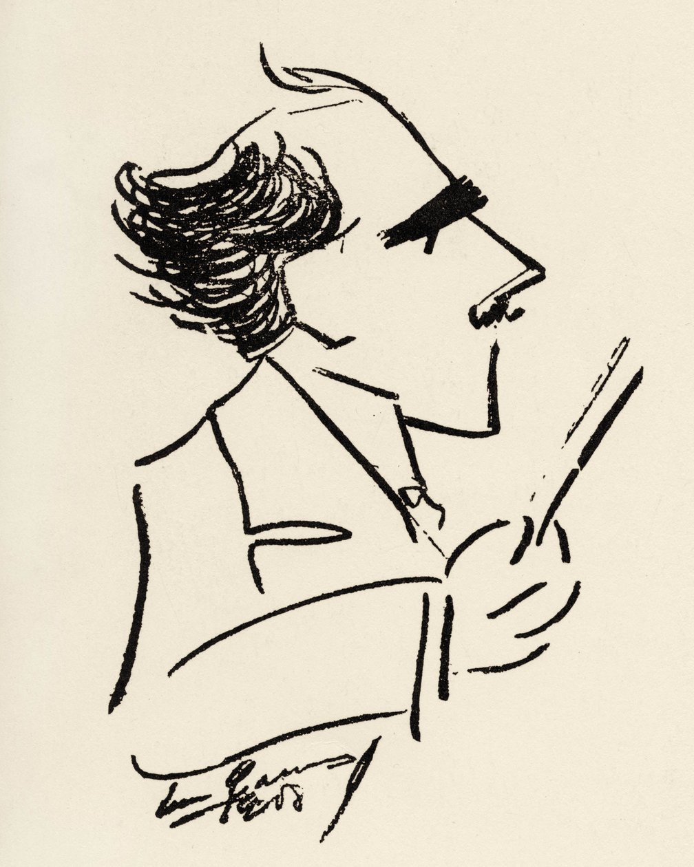 Arturo Toscanini (1867-1957) italiensk dirigent i en karikatyr av Enrico Caruso (italiensk tenor). av Enrico Caruso