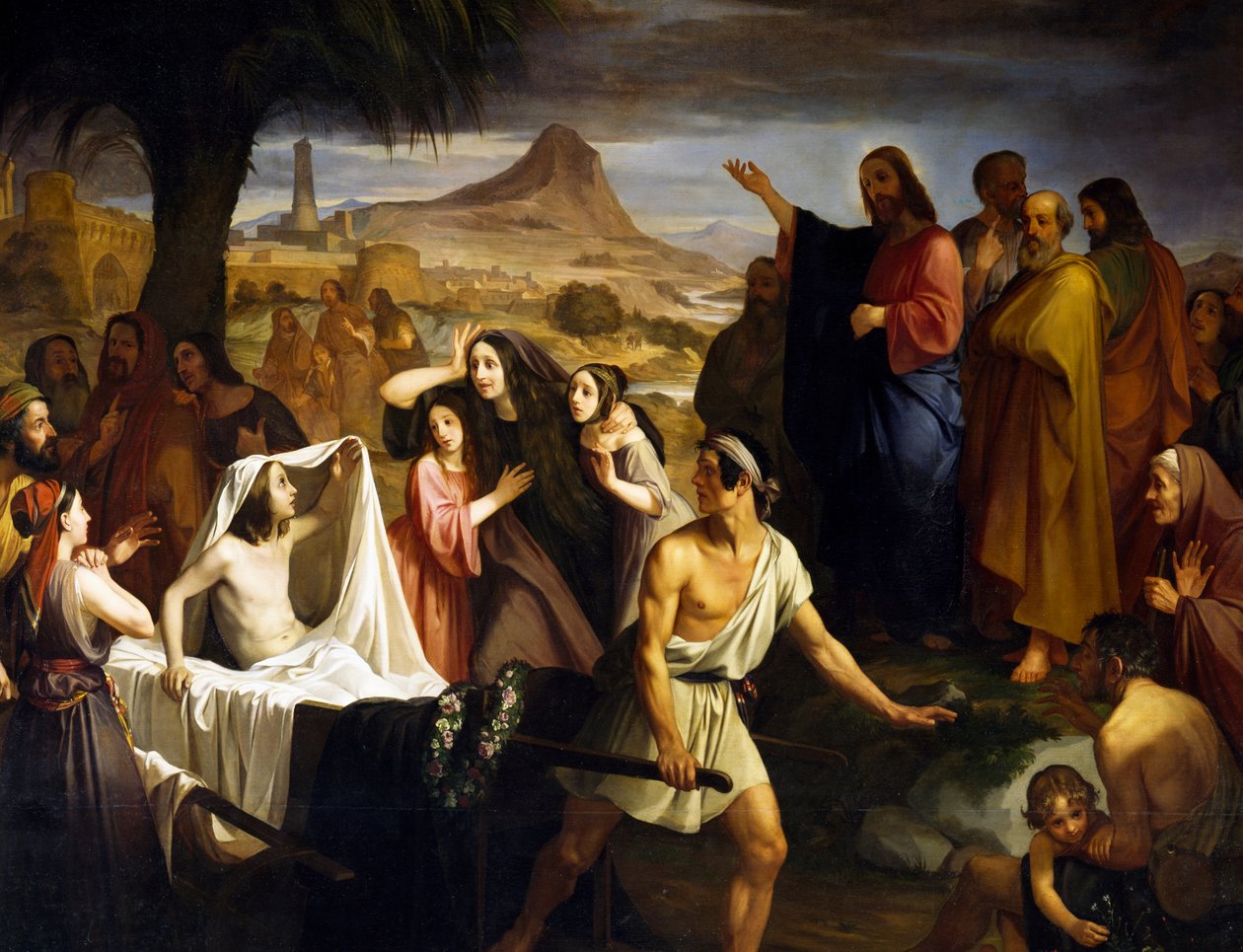 Återuppståndelse av änkan efter Naims son, av Enrico Pollastrini (1817-1876), Church of Saint Mary of Succour, Livorno, Toscana, Italien av Enrico Pollastrini