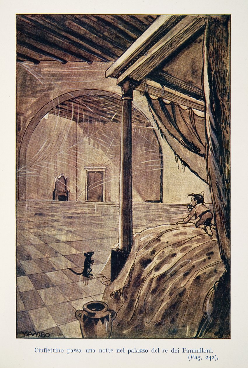 Illustration från Ciuffettinos äventyr av Enrico de Conti Novelli