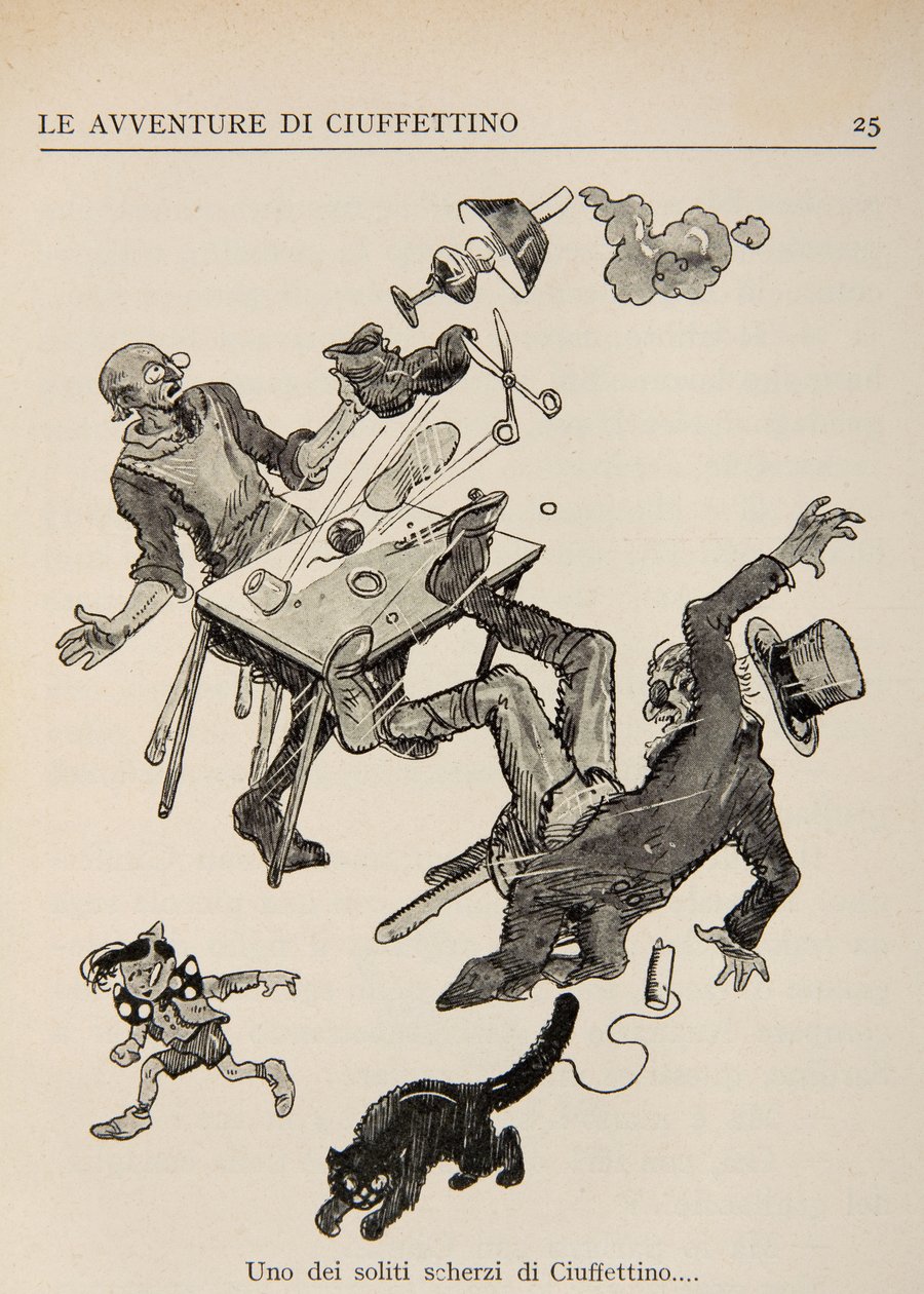 Illustration från Ciuffettinos äventyr av Enrico de Conti Novelli
