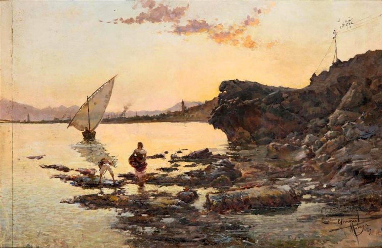  Playa de Malaga al atardecerMalaga beach at dusk av Enrique Simonet