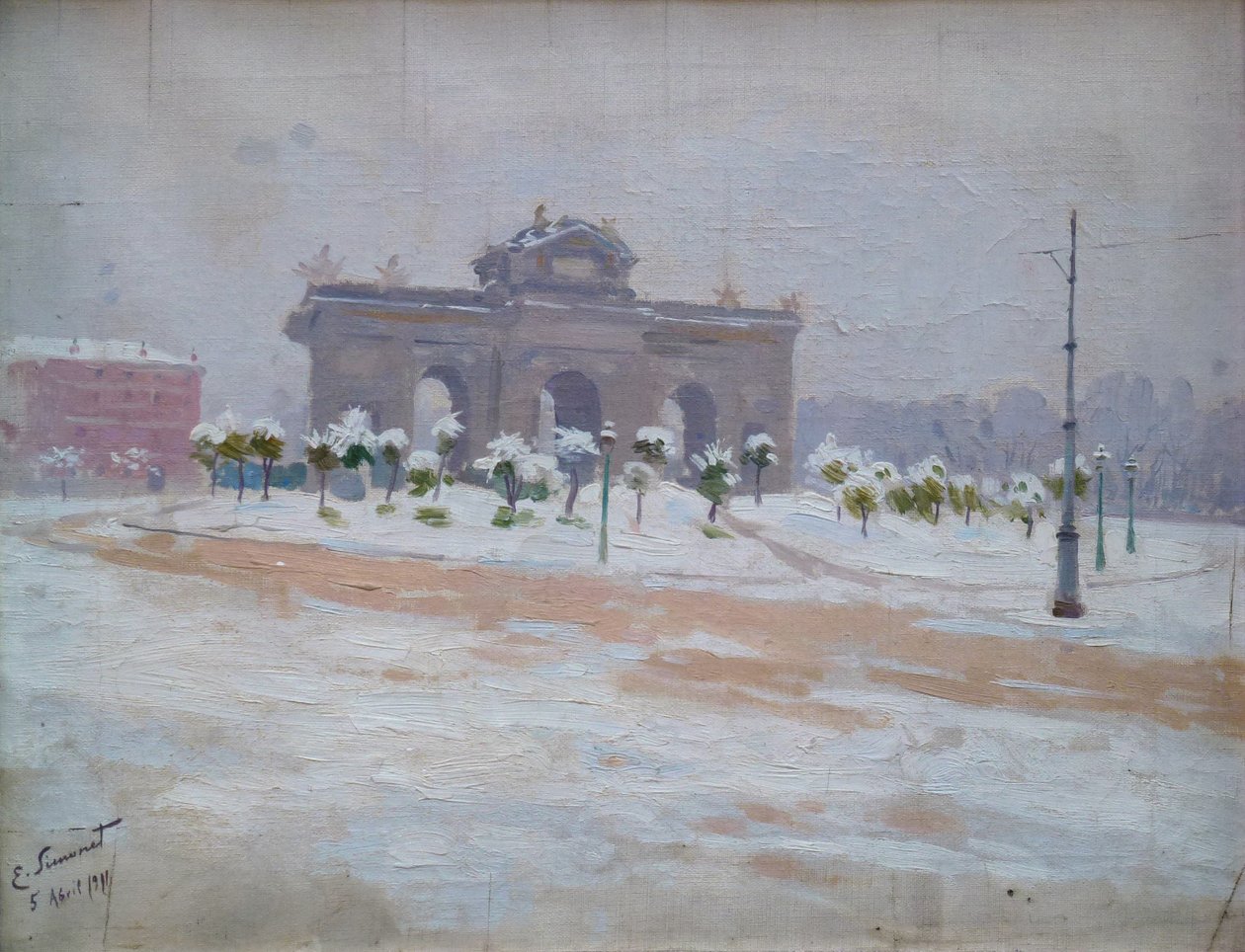  Puerta de Alcala nevadaSnow covered Puerta de Alcala av Enrique Simonet