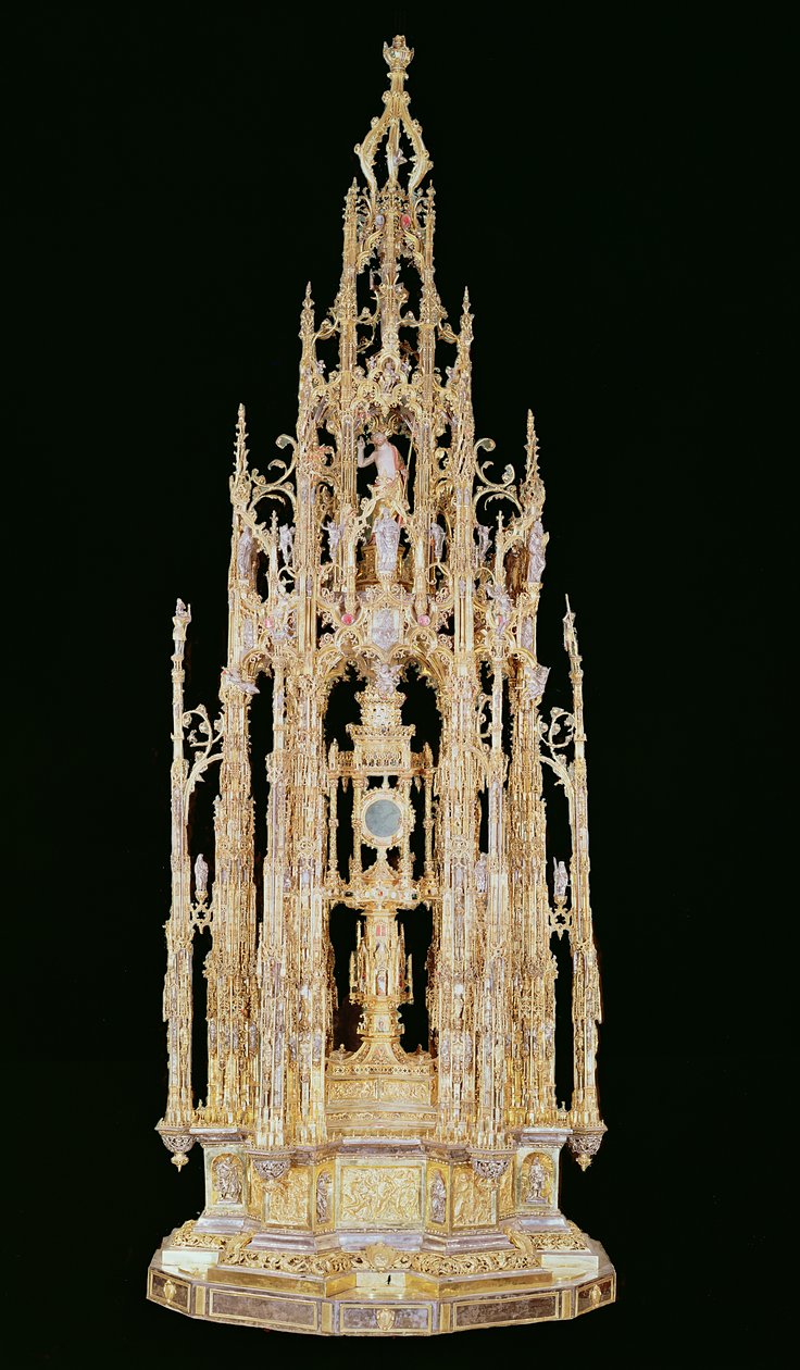 Processional Custodia, 1515-24, Containing a Monstrans av Jaume Almirich, Barcelona, 1495-99 (förgyllt silver, guld och ädelstenar) av Enrique de Arfe