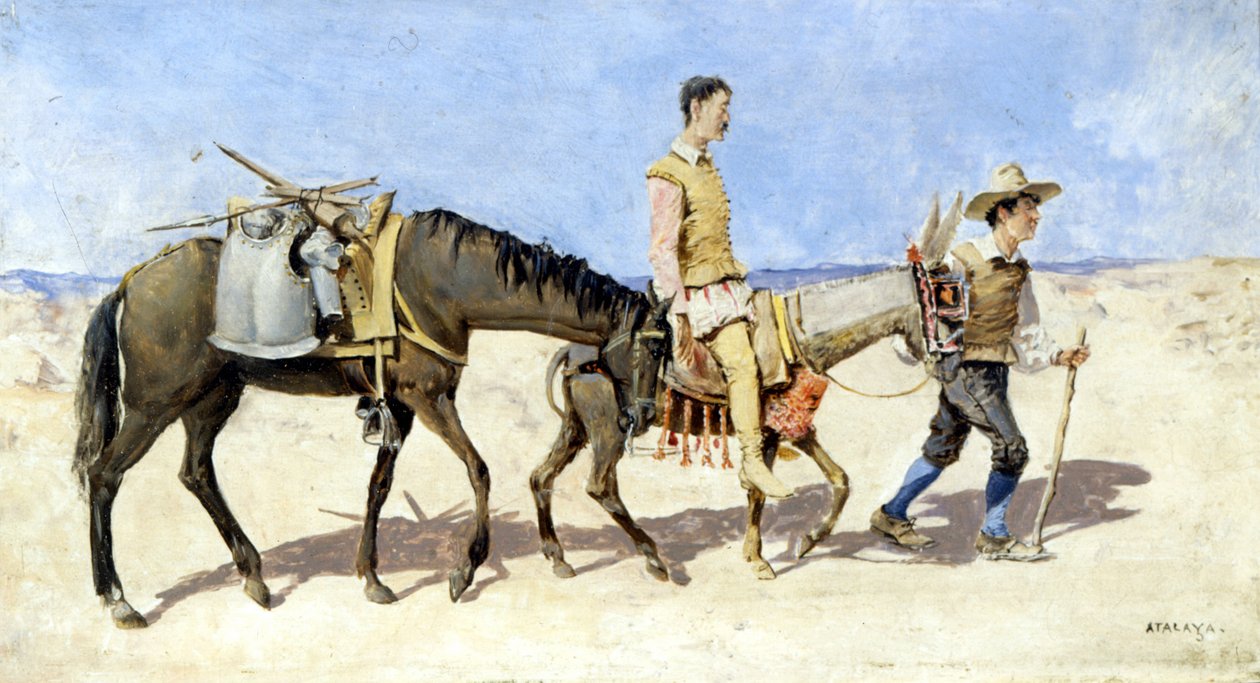 Don Quijote och Sancho Pança. Målning av Atalaya. sent 1800-tal. av Enrique Atalaya