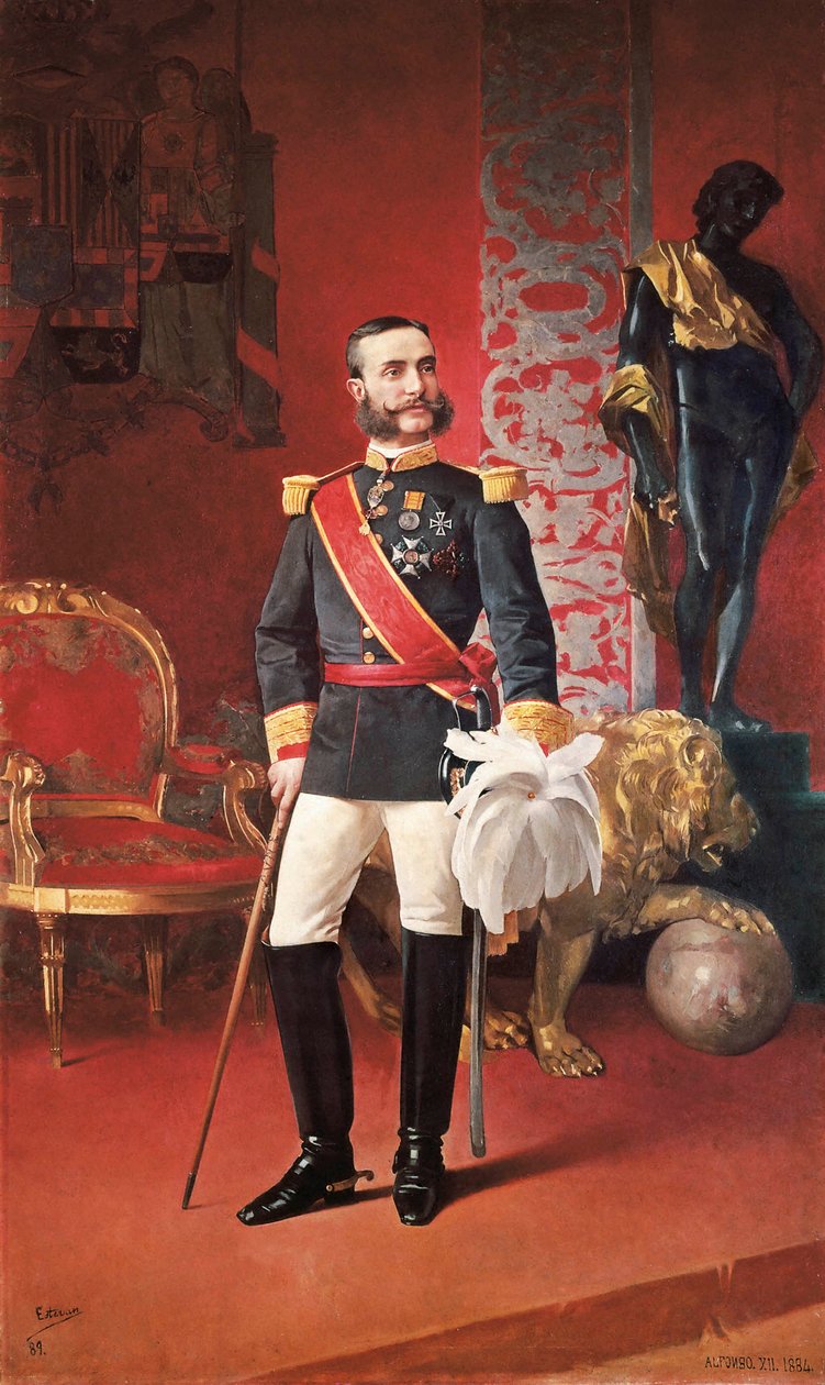 Porträtt av kungen av Spanien Alfonso XII (1857-1885 av Enrique Estevan y Vicente