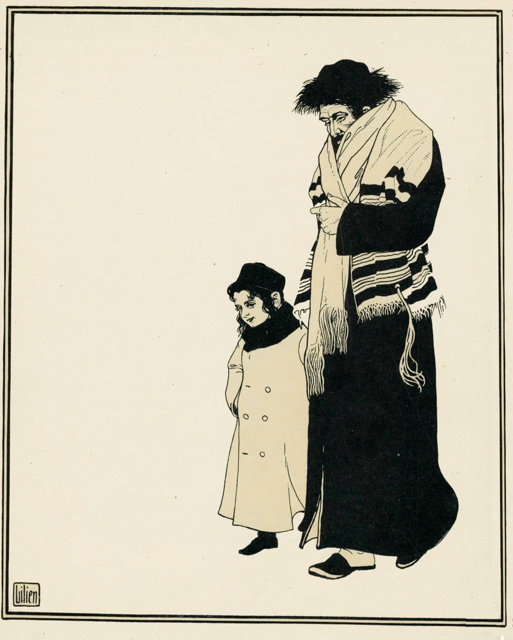 En ortodox jud med sitt barn av Ephraim Moses Lilien