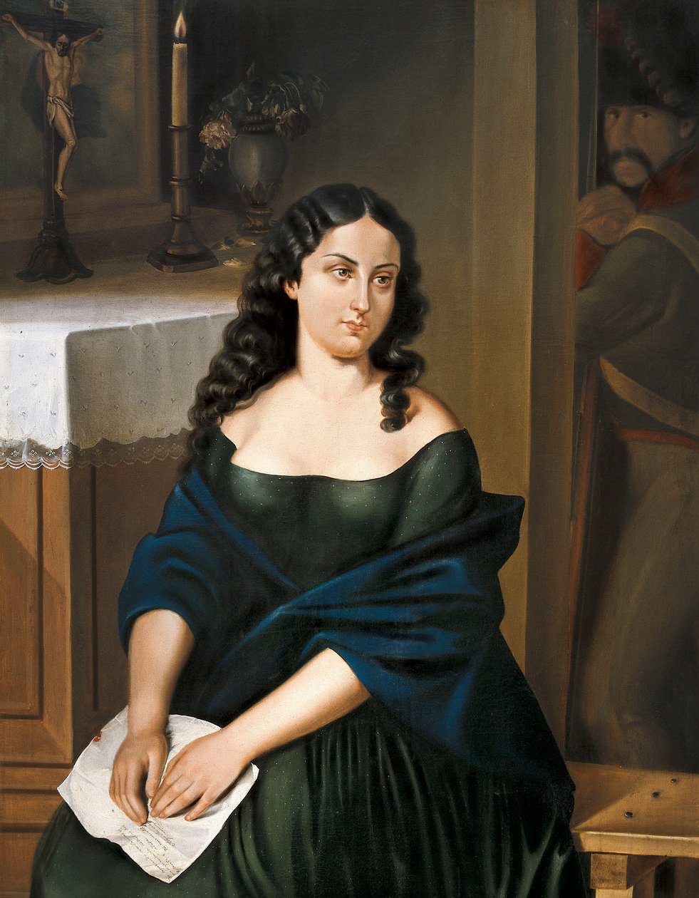 Porträtt av Policarpa Salavarrieta (1795-1817), hjältinna från Colombias självständighet (målning) av Epifanio Julián Garay Caicedo