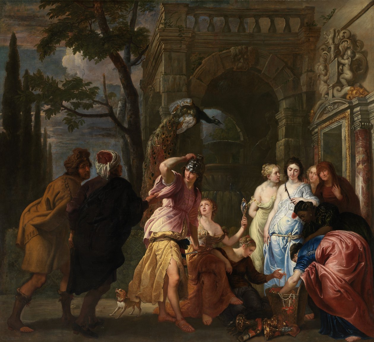 Achilles och Arkimedes döttrar (olja på duk) av Erasmus Quellinus