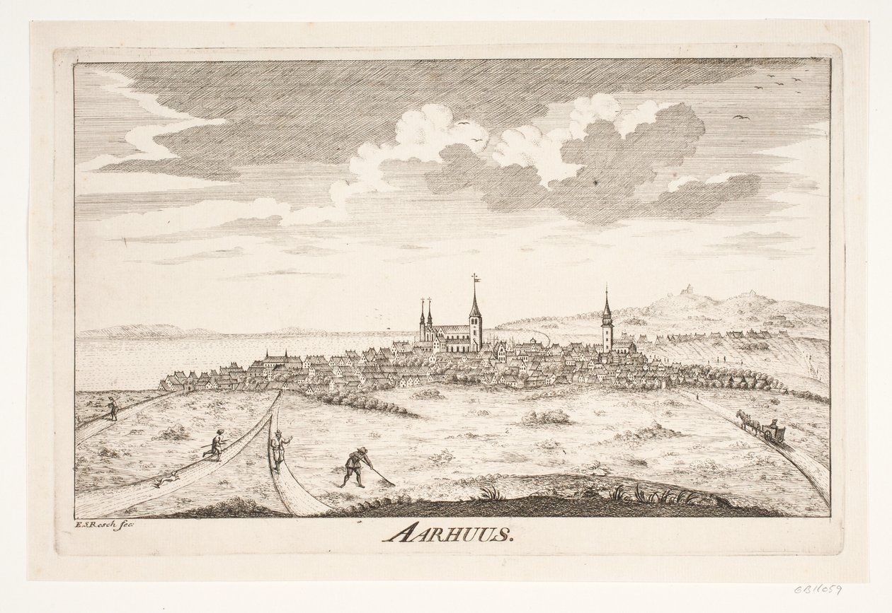 Prospekt av Århus av Erasmus Sigismund Resch