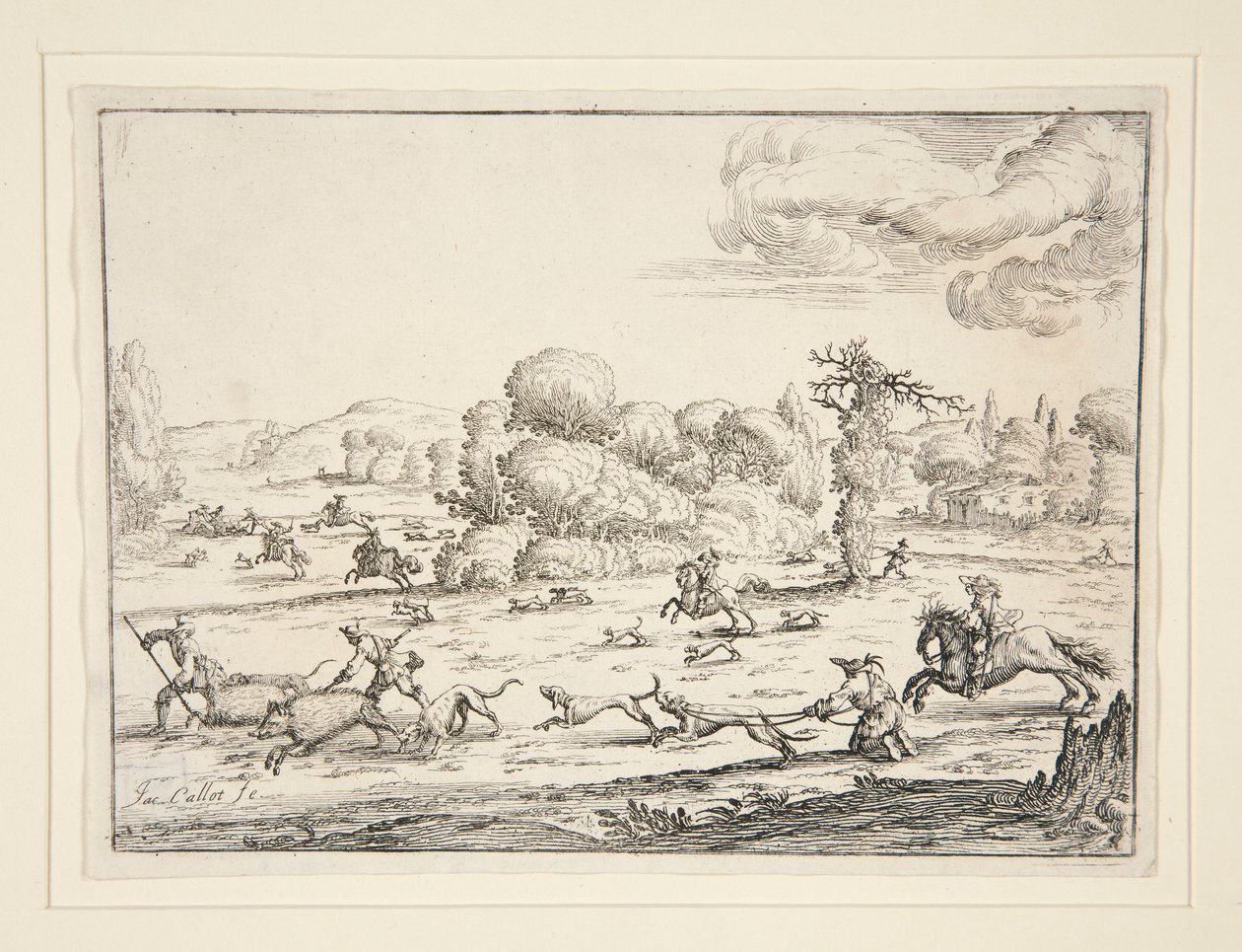 Hunting Scene: Near the Kill (efter design av Jacques Callot 1592-1635) av Ercole Bazzicaluva