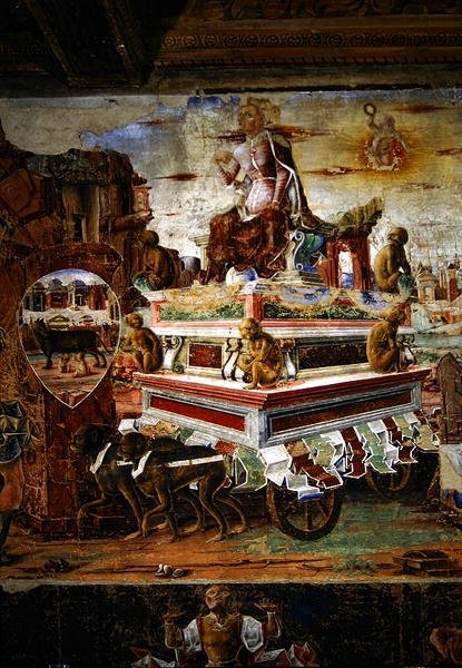 Detalj av Maias vagn, från september: Vulcans triumf, från Månadernas rum, 1467-70 av Ercole de Roberti