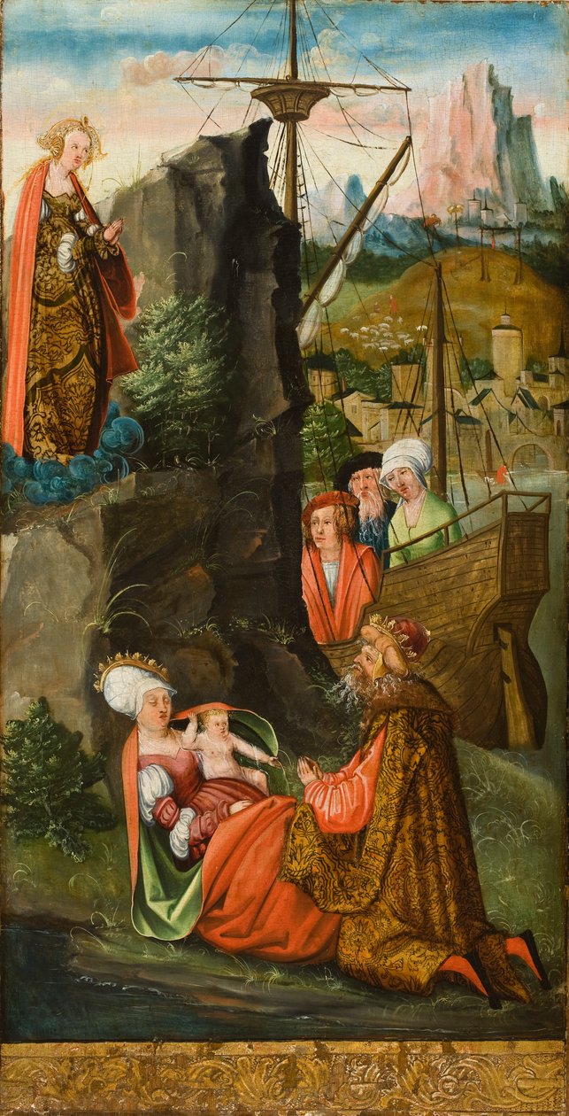 Den heliga Maria Magdalena som uppfostrar prinsens hustru i Marseille, 1519 (olja på ekpanel) av Erhard Altdorfer