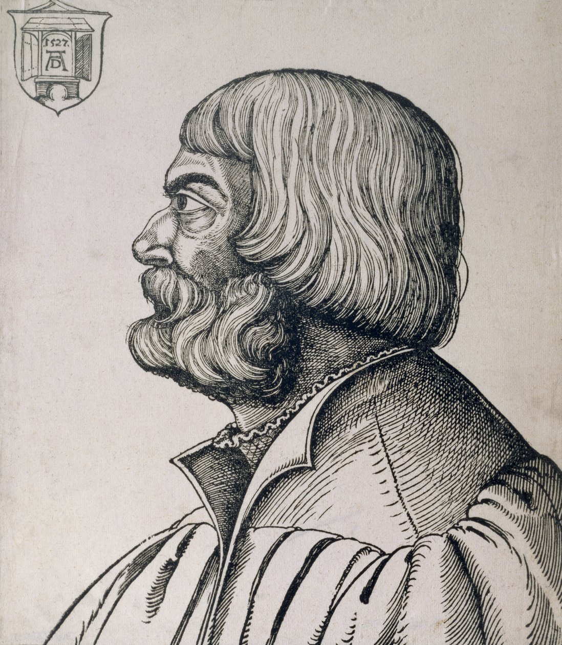 Profilporträtt av Albrecht Durer (1471-1528), 1527 av Erhard Schon