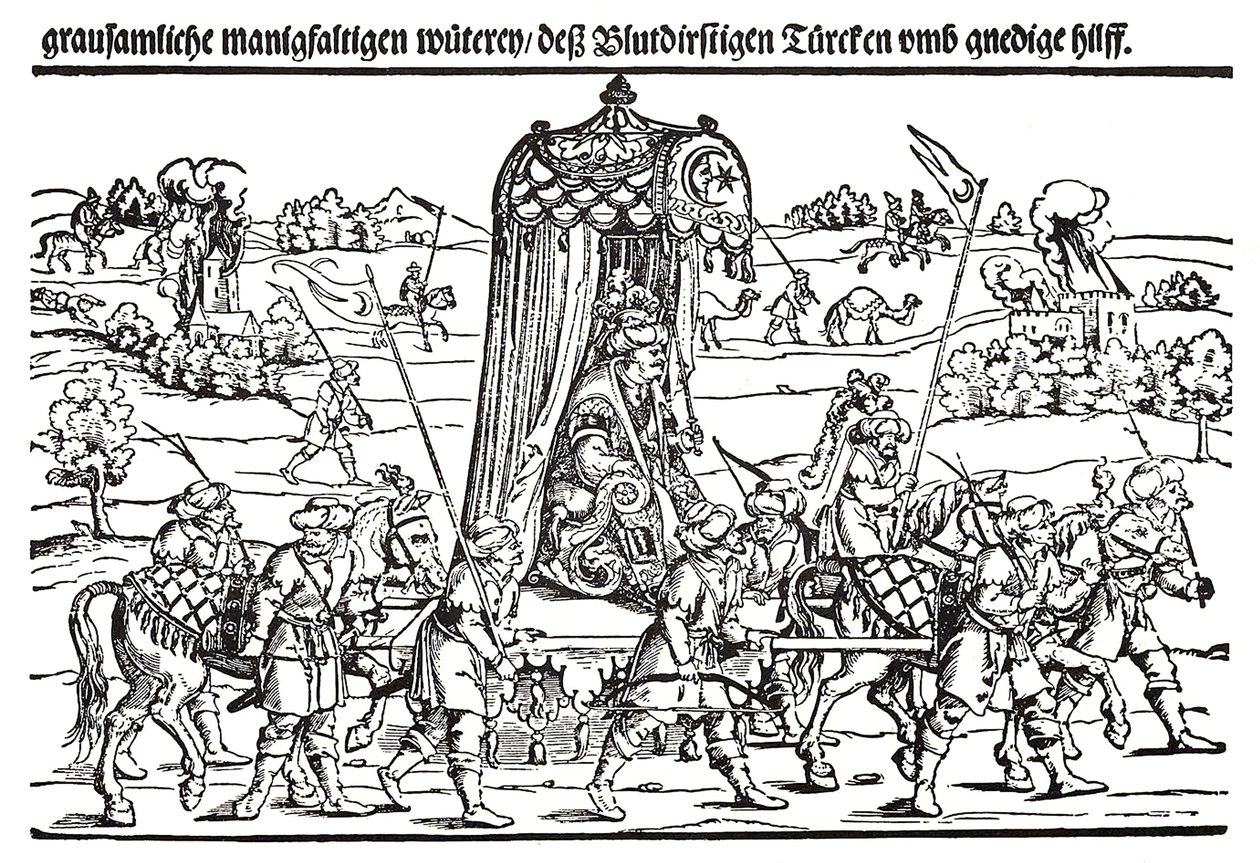 Fragment av en bredsida om den turkiska invasionen av Ungern av Erhard Schon