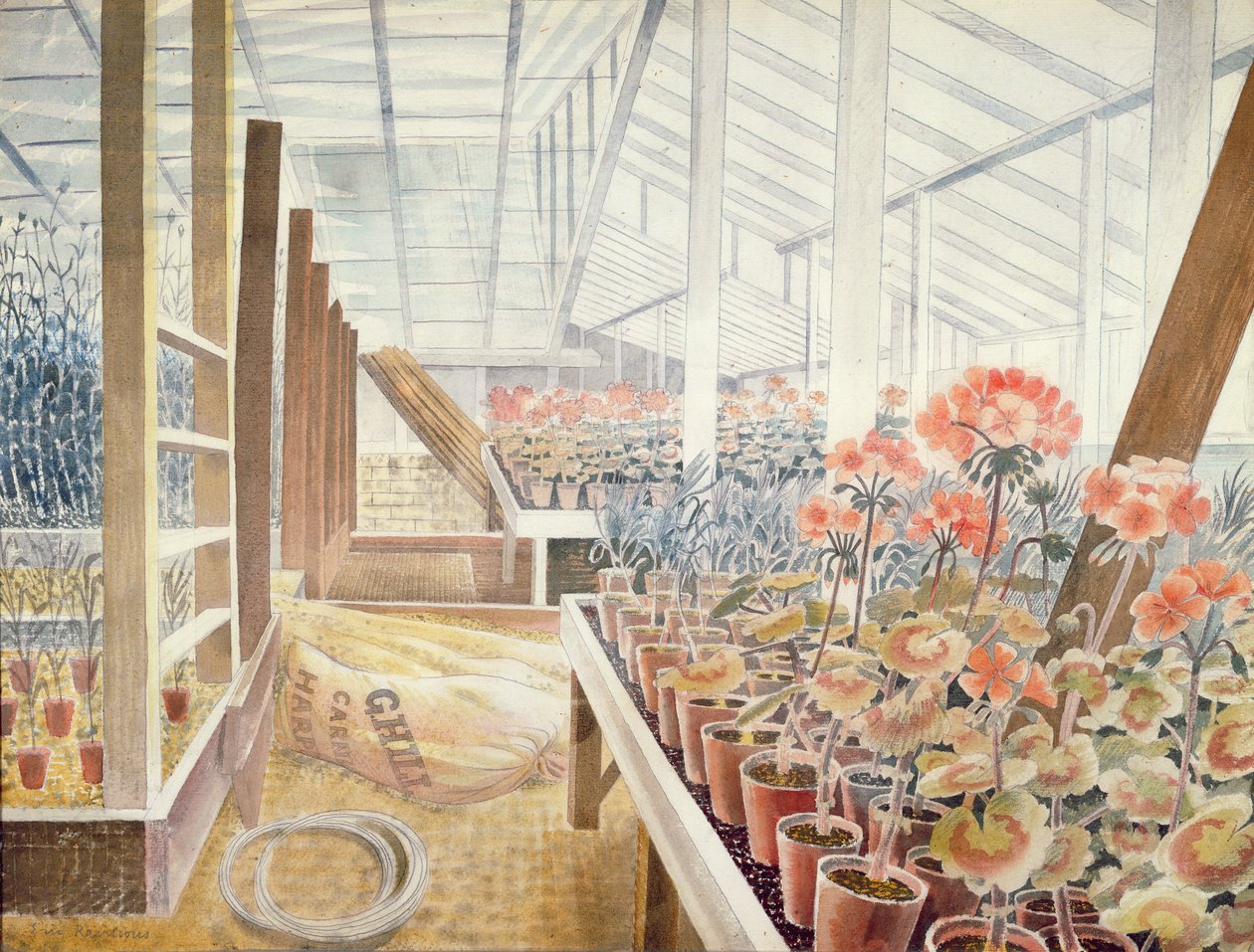 Pelargoner och nejlikor av Eric Ravilious