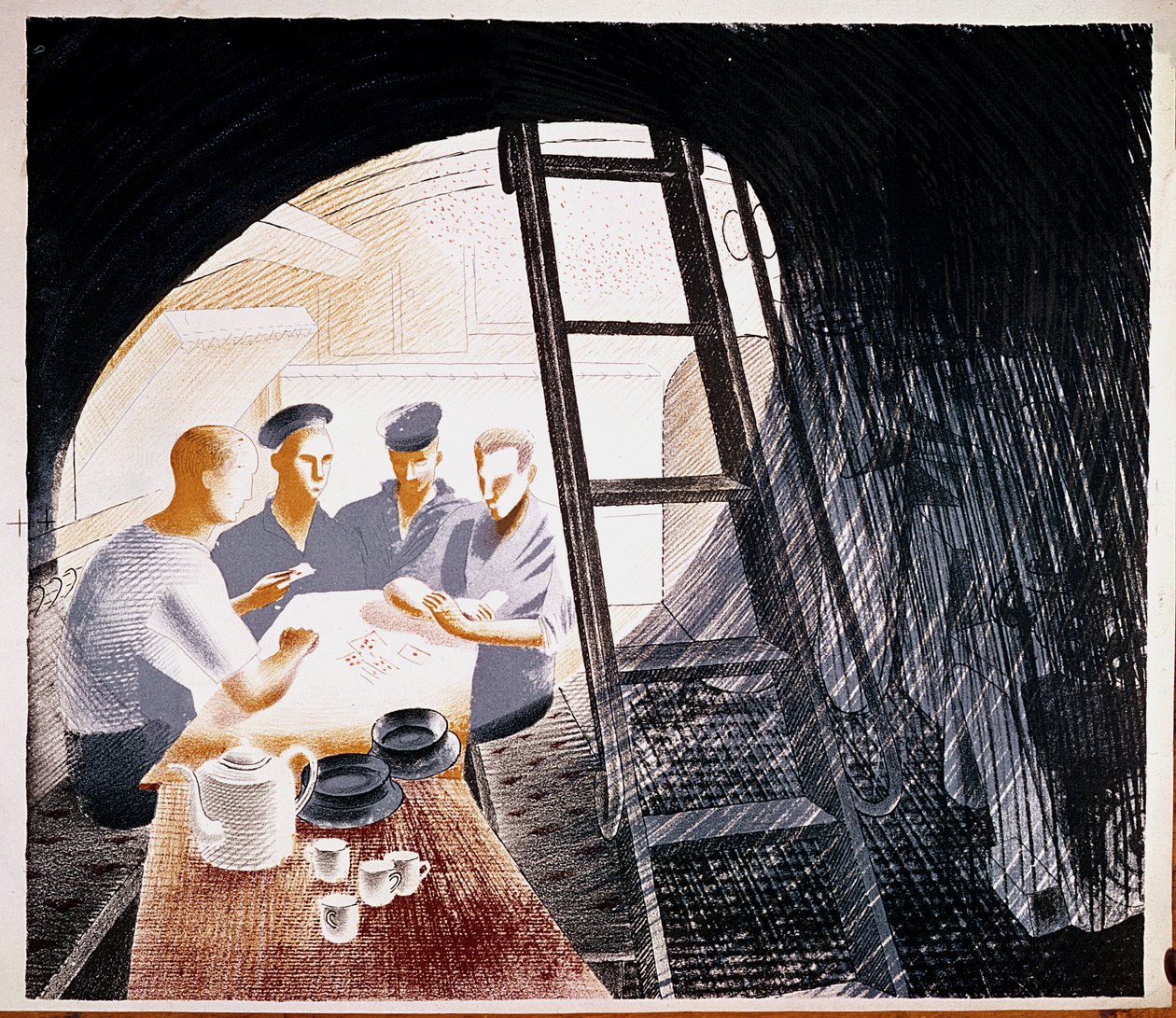 Sjömän som spelar kort av Eric Ravilious