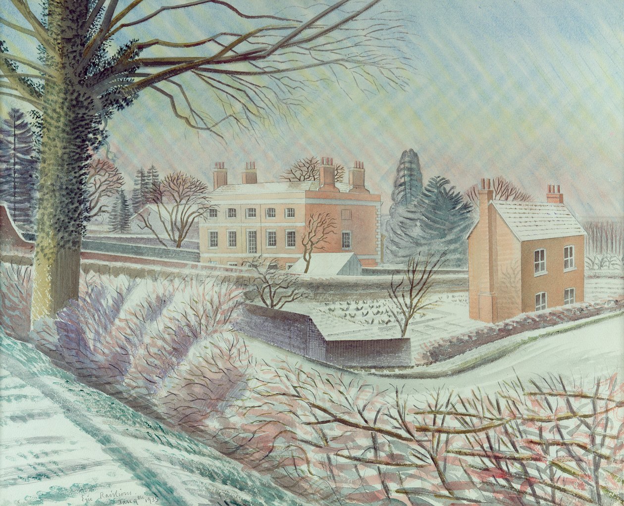 Prästgård i snön av Eric Ravilious