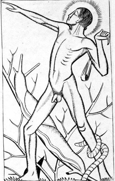 David, illustration från Gills "Det som behagar synen" (Id Quod Visum Placet) 1926 (gravyr) av Eric Gill
