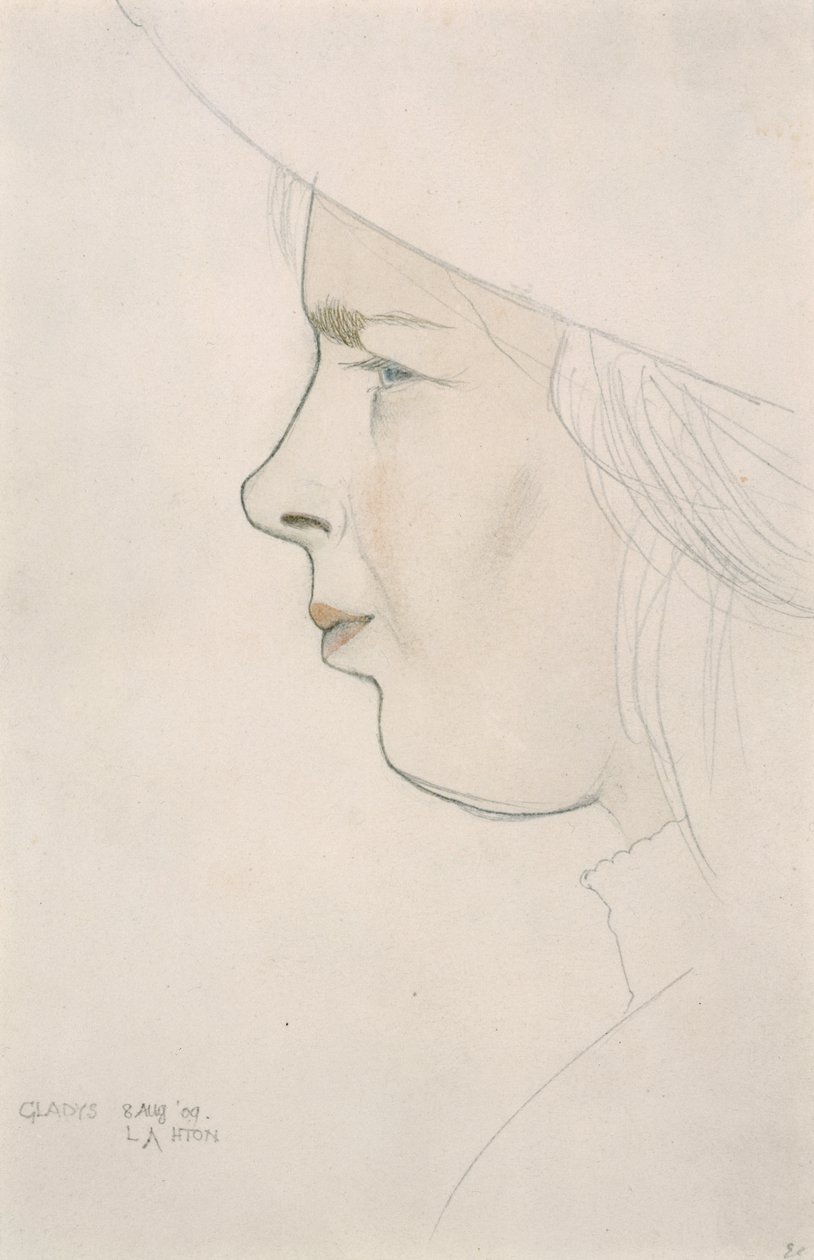Porträtt av konstnärens syster Gladys Laughton, 8 augusti 1909 (penna och färgad tvätt) av Eric Gill