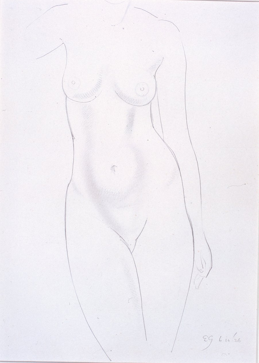 Torso (penna på papper klistrad på kort) av Eric Gill
