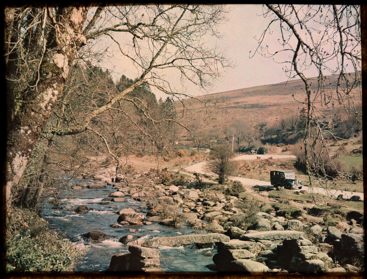 Clapper Bridge, Dartmeet, Widecombe in the Moor, Teignbridge, Devon, Storbritannien av Eric Maybank