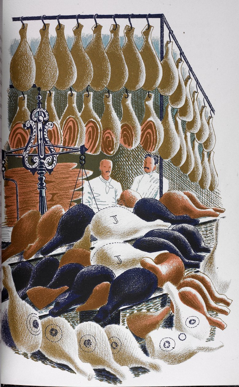 Utsikt inuti en slaktare. av Eric Ravilious